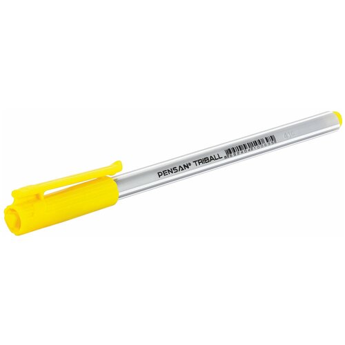 Ручка шариковая масляная PENSAN "Triball", желтая, трехгранная, узел 1 мм, линия письма 0,5 мм, 12 шт.