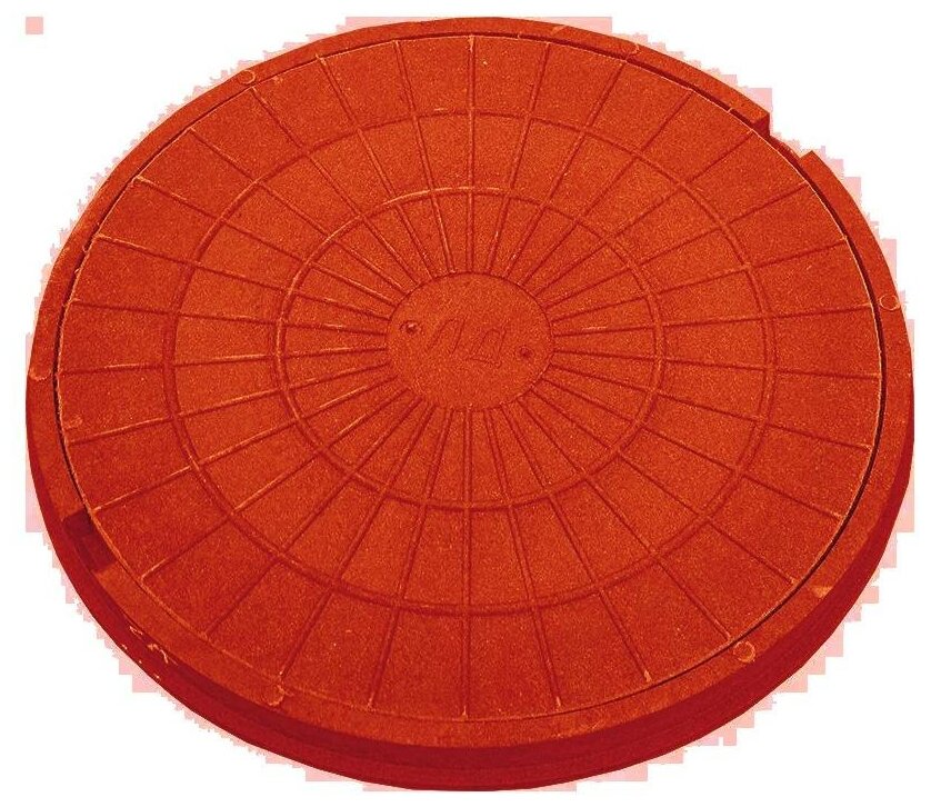 Люк полимерно-композитный красный круглый нагрузка 1.5 тонны 460х60х10мм (ширина наружная Х высота Х толщина крышки)