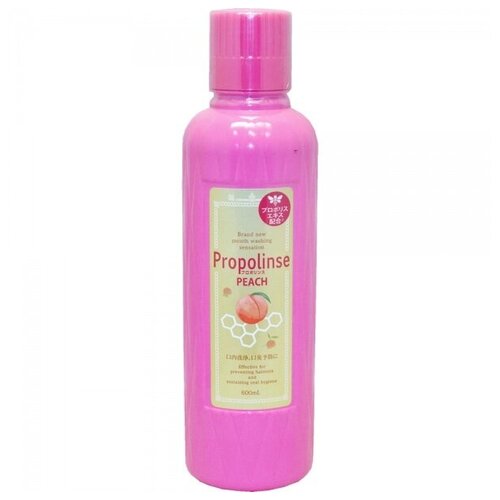 Propolinse Peach Ополаскиватель для полости рта, с индикацией загрязнения, с прополисом, гиалуроновой кислотой и вкусом персика, PIERAS, 600 мл.