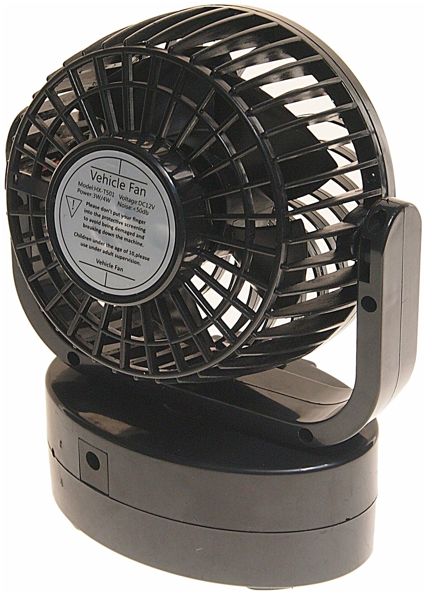 Вентилятор HX-501 10см (4") 12V (3/3.5W) 2-скорости, автовращение, с регулируемыми углами обдува 360 градусов black/blue MITCHELL - фотография № 2