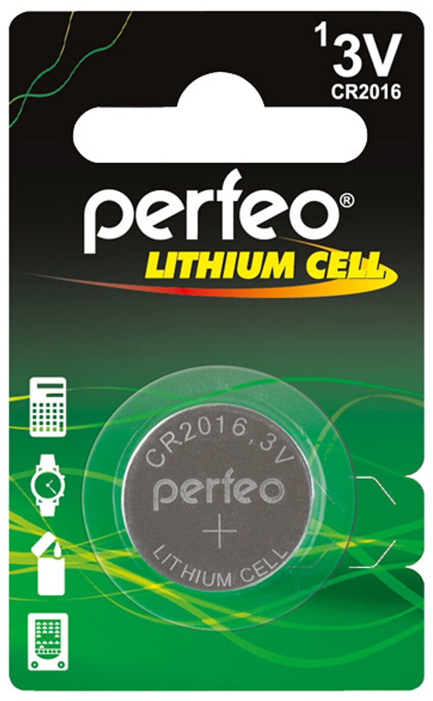 Батарейки Perfeo CR2016 Lithium Cell литиевые дисковые, 1шт, 3V
