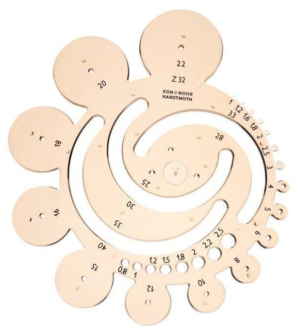 Трафарет Koh-I-Noor 7490, окружности с разными радиусами, дымчатый