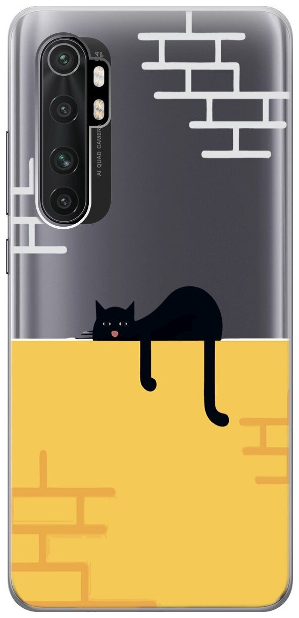 Силиконовый чехол на Xiaomi Mi Note 10 Lite, Сяоми Ми Ноут 10 Лайт с 3D принтом "Lazy Cat" прозрачный