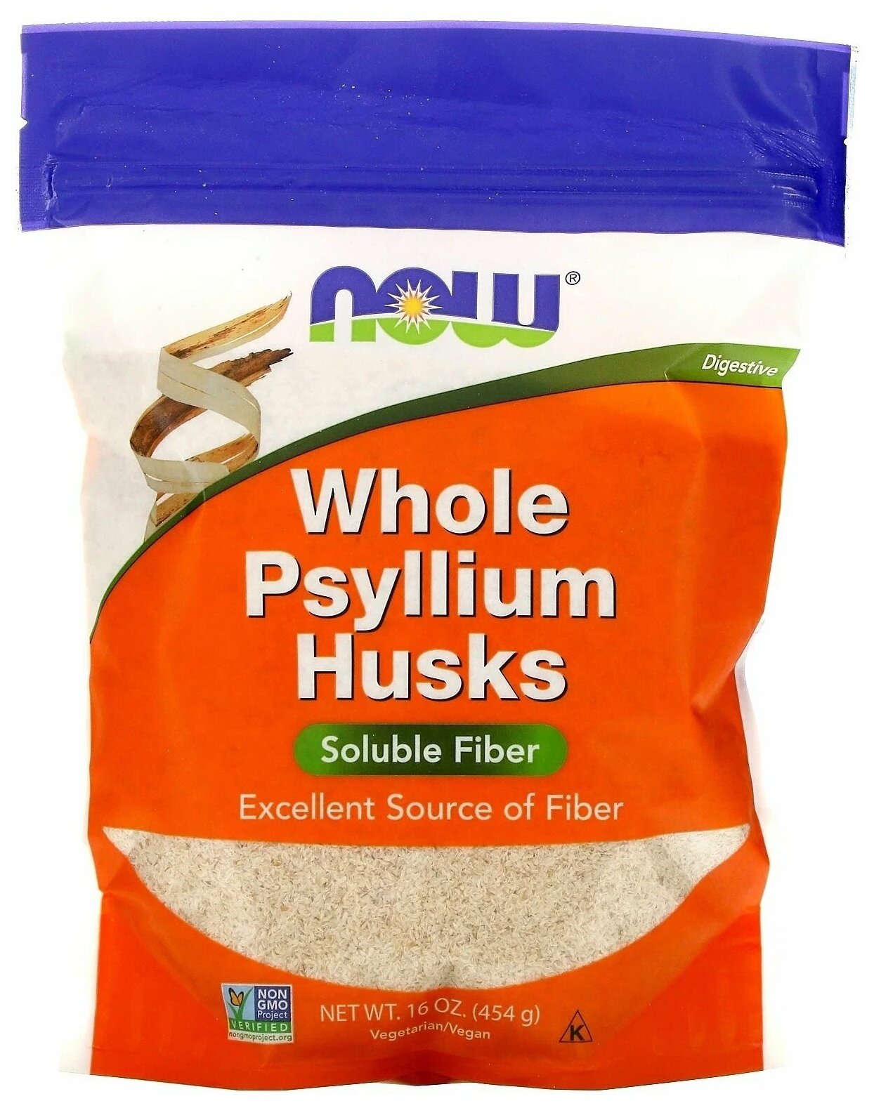 Порошок NOW Whole Psyllium Husks, 454 г, 454 мл