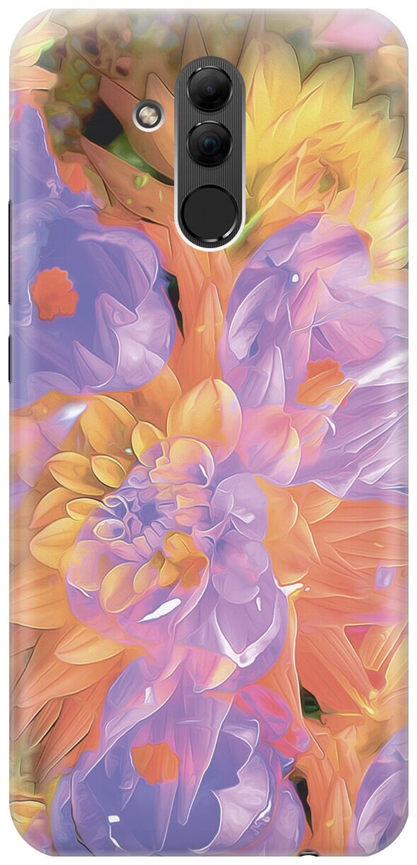 Силиконовый чехол Желто-фиолетовые хризантемы на Huawei Mate 20 Lite / Хуавей Мейт 20 Лайт