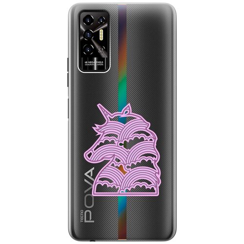 Силиконовый чехол с принтом Rainbow Unicorn для Tecno Pova 2 / Техно Пова 2 силиконовый чехол с принтом musical unicorn для tecno pova 2 техно пова 2