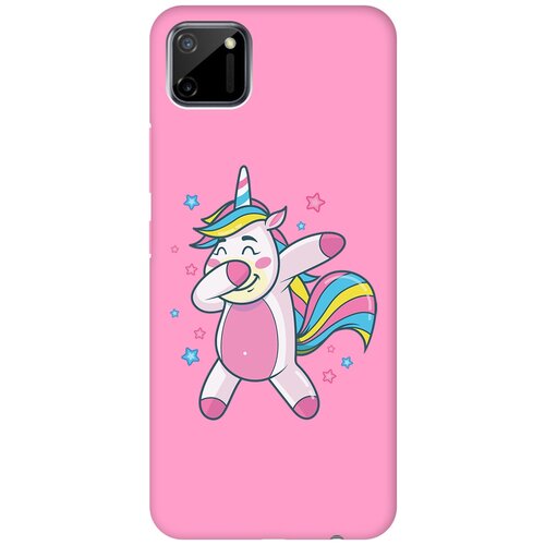 Матовый чехол Unicorn Dab для realme C11 / Рилми С11 с 3D эффектом розовый матовый чехол unicorn dab для realme c35 рилми с35 с 3d эффектом розовый