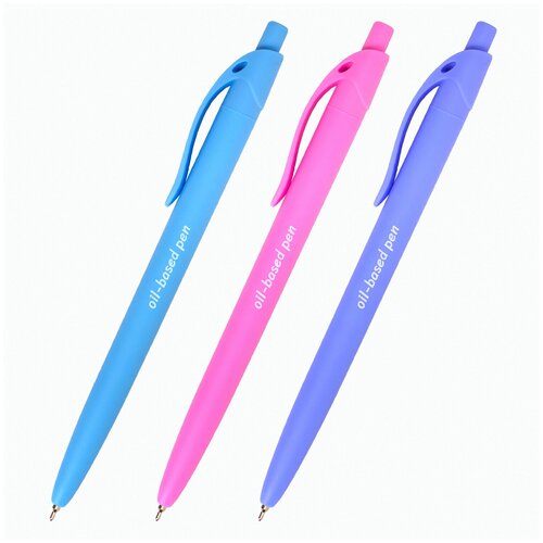 Ручка шариковая масляная автоматическая BRAUBERG FRUITY Pastel, синяя, корпус soft - touch, узел 0,7 мм, линия письма 0,35 мм, 12 шт.