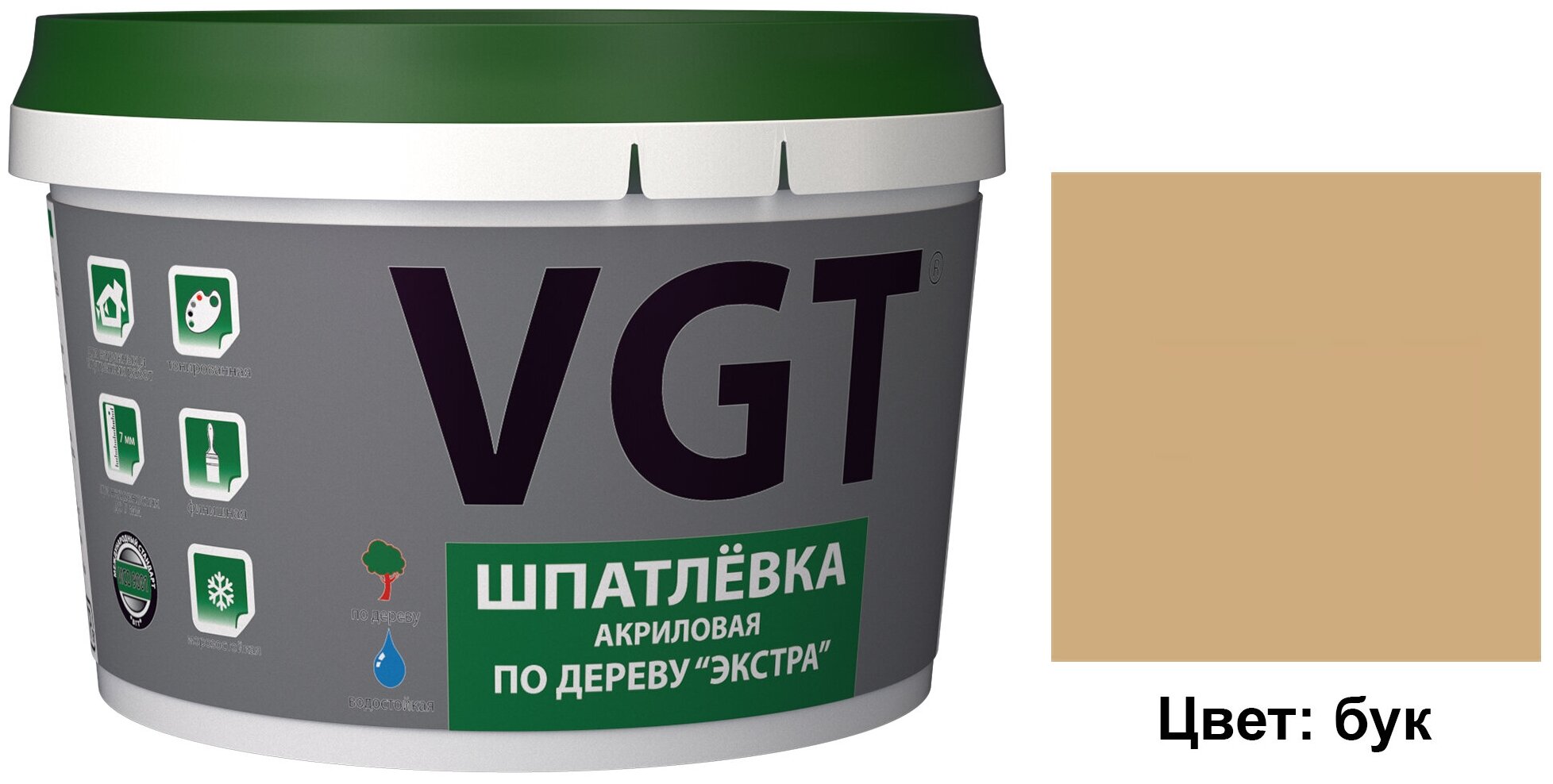 Шпатлевка акриловая по дереву VGT Экстра (1кг) бук