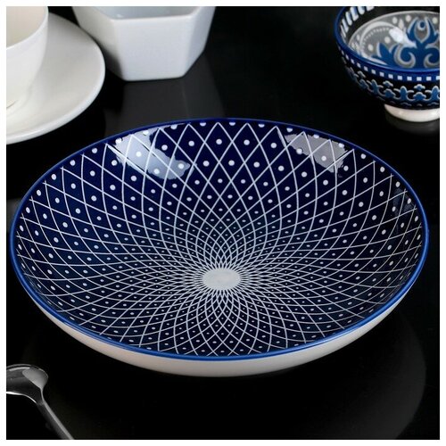 Тарелка керамическая глубокая Доляна «Бодом», d=21 см, цвет синий