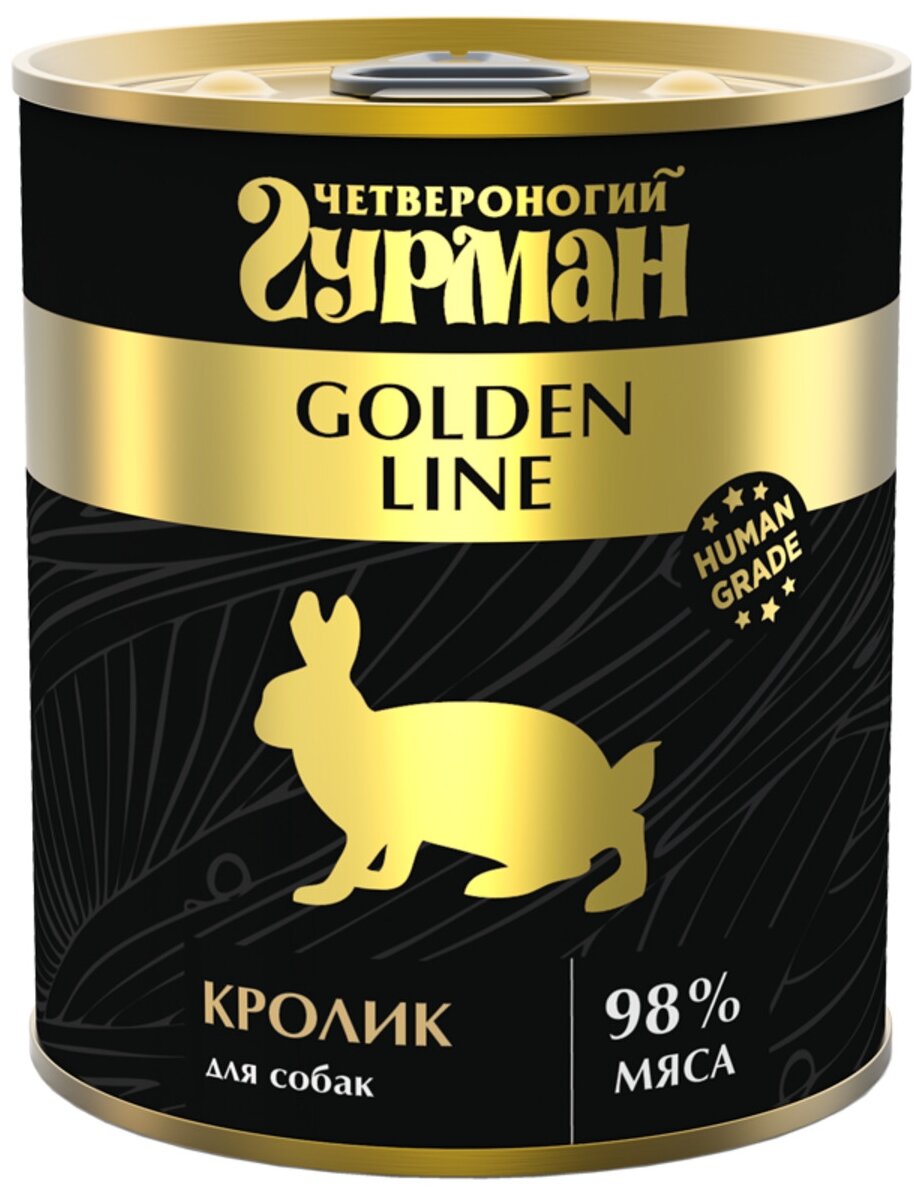 Влажный корм для собак Четвероногий Гурман Golden Line, беззерновой, кролик 340 г