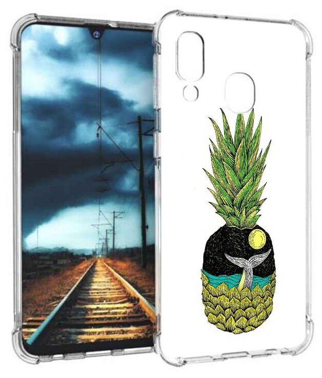 Чехол задняя-панель-накладка-бампер MyPads ананас с китом для Samsung Galaxy A40 SM-A405F (2019) противоударный