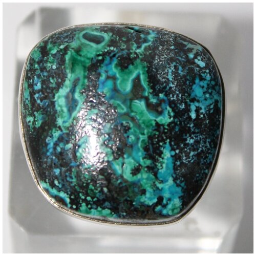 Кольцо True Stones, хризоколла, малахит, размер 17.5, голубой, зеленый брошь true stones хризоколла малахит зеленый