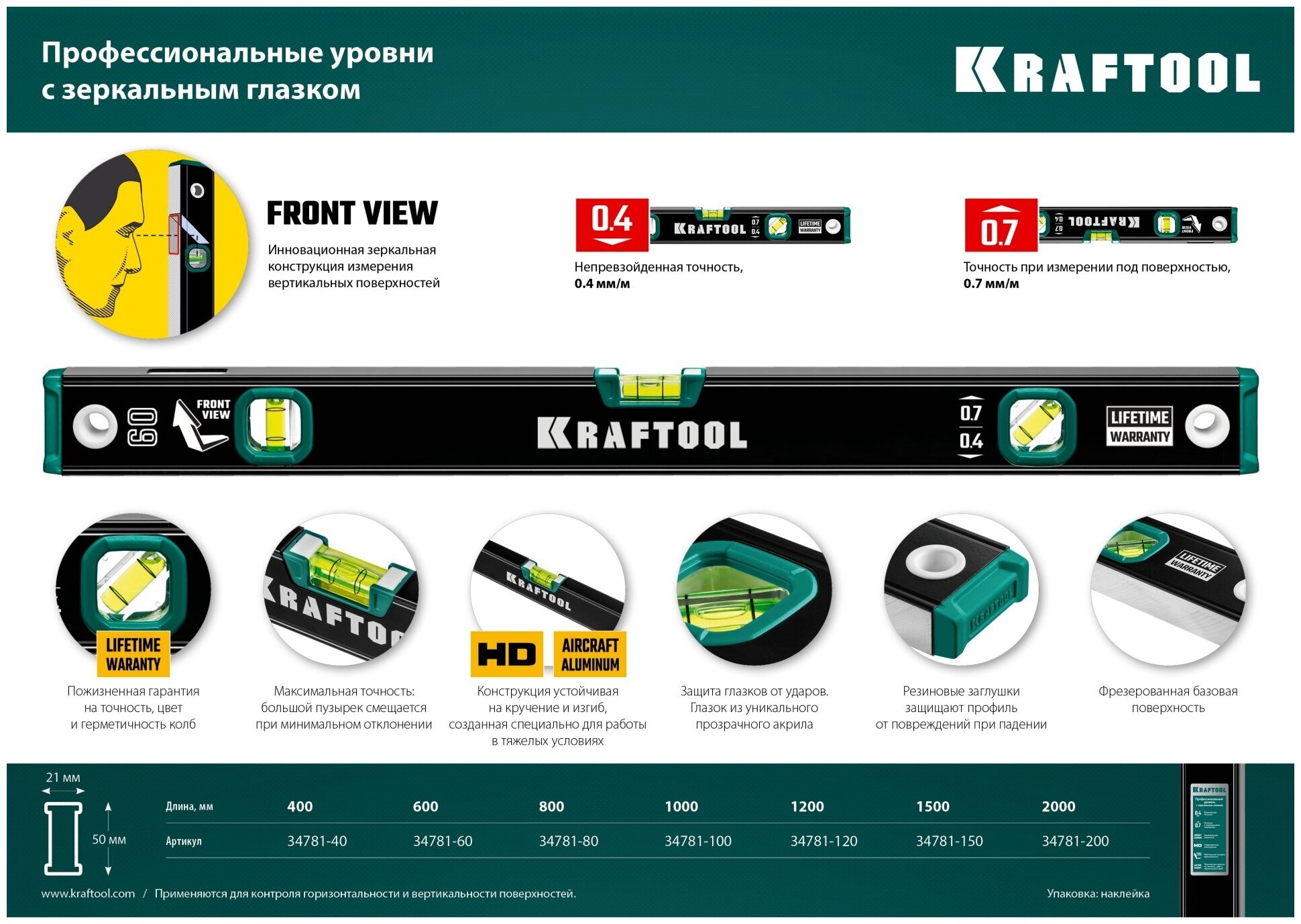 Уровень KRAFTOOL с зеркальным глазком 600 мм. - фотография № 8