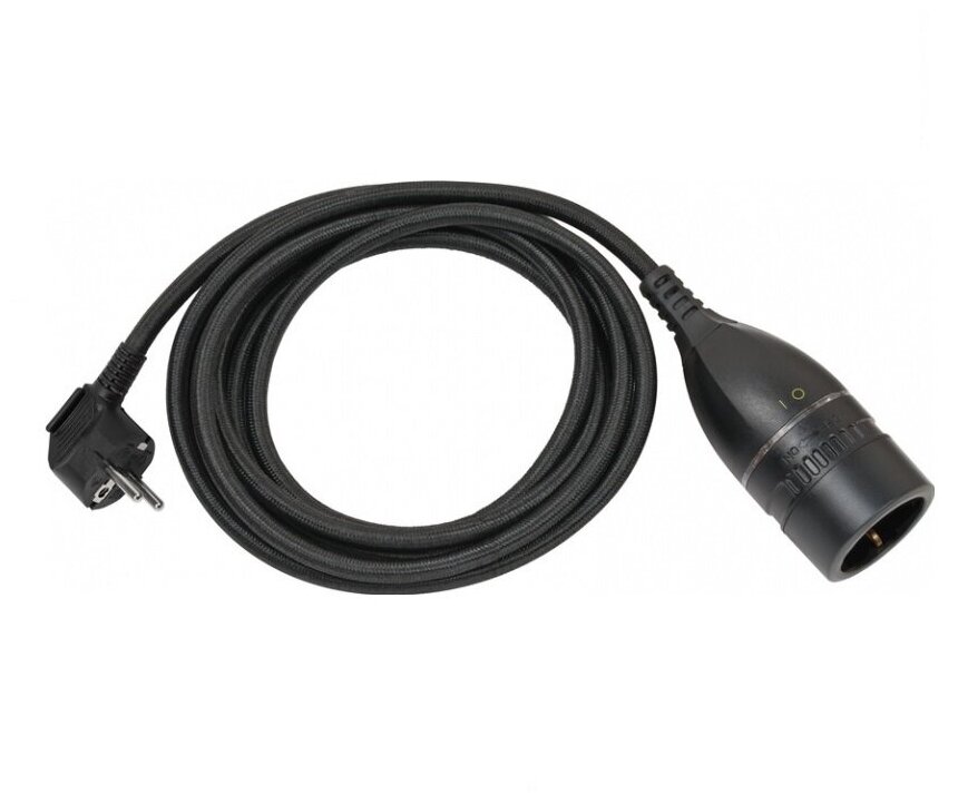 1161830030 Brennenstuhl удлинитель-переноска Quality Plastic Extension Cable,5м, 1 роз, черный