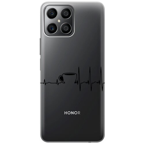 Силиконовый чехол с принтом Coffee Cardiogram для Honor X8 / Хонор Икс 8 силиконовый чехол на honor x8 хонор икс 8 silky touch premium с принтом honey желтый