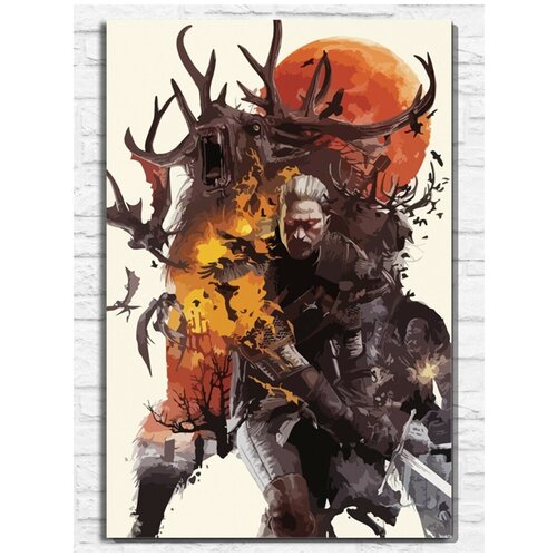 Картина по номерам на холсте Игра Witcher Ведьмак (PS 5, PS 4, PS 3, Xbox 360, Xbox ONE, PC, ios) - 9481 В 60x40 картина по номерам на холсте игра witcher ведьмак ps 5 ps 4 ps 3 xbox 360 xbox one pc ios 9489 г 60x40