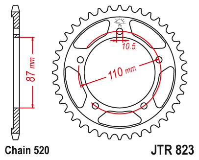Звезда ведомая (задняя) JTR823.39 JT 520