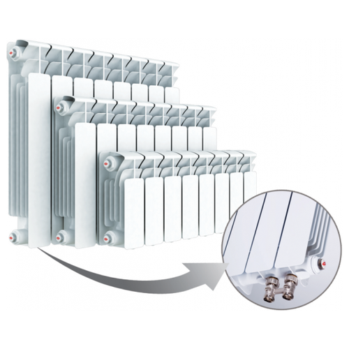 Радиатор биметаллический Rifar Base Ventil нижнее правое подключение 350 мм х 12 секций (R35012НПП)