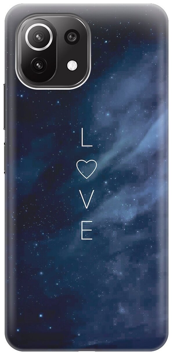 Силиконовый чехол на Xiaomi Mi 11 Lite, 11 Lite 5G, Сяоми Ми 11 Лайт, 11 Лайт 5г с принтом "Ночное небо и любовь"