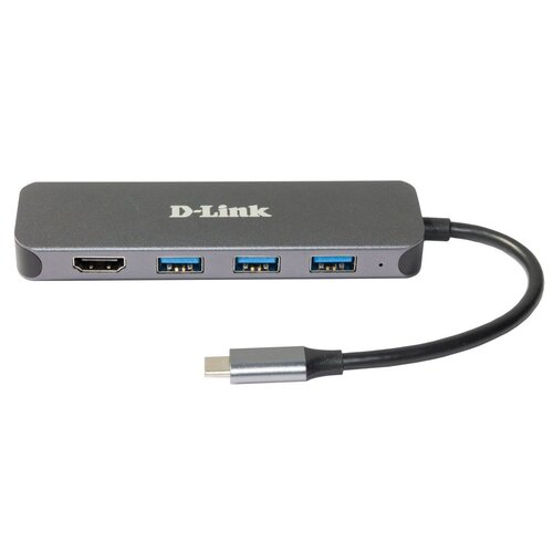 Док-станция D-Link DUB-2333/A1A с разъемом USB Type-C, 3 портами USB 3.0, 1 портом USB Type-C/PD 3.0 и 1 портом HDMI usb концентратор 5 в 1 iqfuture iq c5 type c usb hub usb c pd 3 порта usb 3 0 hdmi кабель type c 12 см