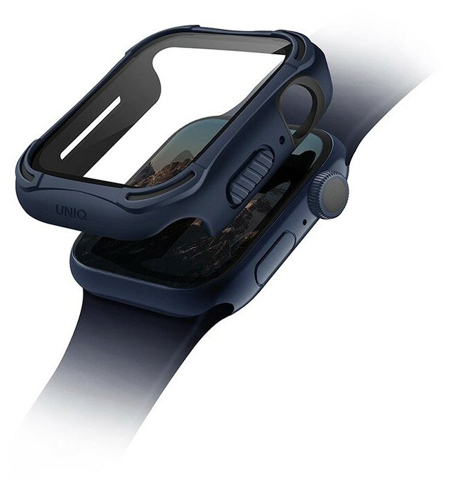 Чехол Uniq TORRES +9H glass Anti-microbial для Apple Watch 44 мм цвет Синий (44MM-TORBLU)