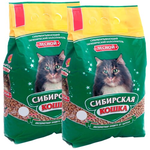 Сибирская кошка лесной наполнитель древесный для туалета кошек (20 + 20 л)