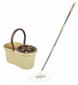 <b>Швабра</b> <b>с</b> <b>отжимом</b> и <b>ведром</b> 7 л/5 л LAIMA TONE MOP, две насадки <b>в</b> комплекте, бежевый, 607488 <span>материал <b>швабры</b>: металл, материал насадки: микрофибра</span>
