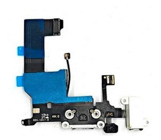 Нижний шлейф с разъемом зарядки наушников и микрофоном для iPhone 5 (Белый)