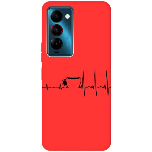 Матовый чехол Coffee Cardiogram для Tecno Camon 18 Premier / Техно Камон 18 Премьер с 3D эффектом красный матовый чехол на tecno camon 18 premier техно камон 18 премьер soft touch синий