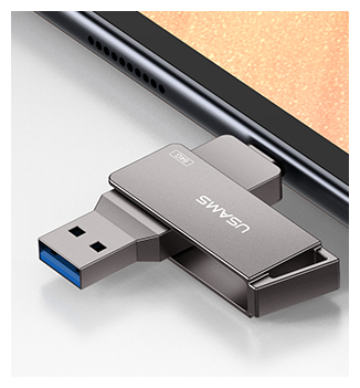 USB Флеш-накопитель Type-C + USB 3.0 128GB USAMS до 100 мбит/с, OTG флешка для телефона, планшета, компьютера, ноутбука, iPhone 15, 128 Гб