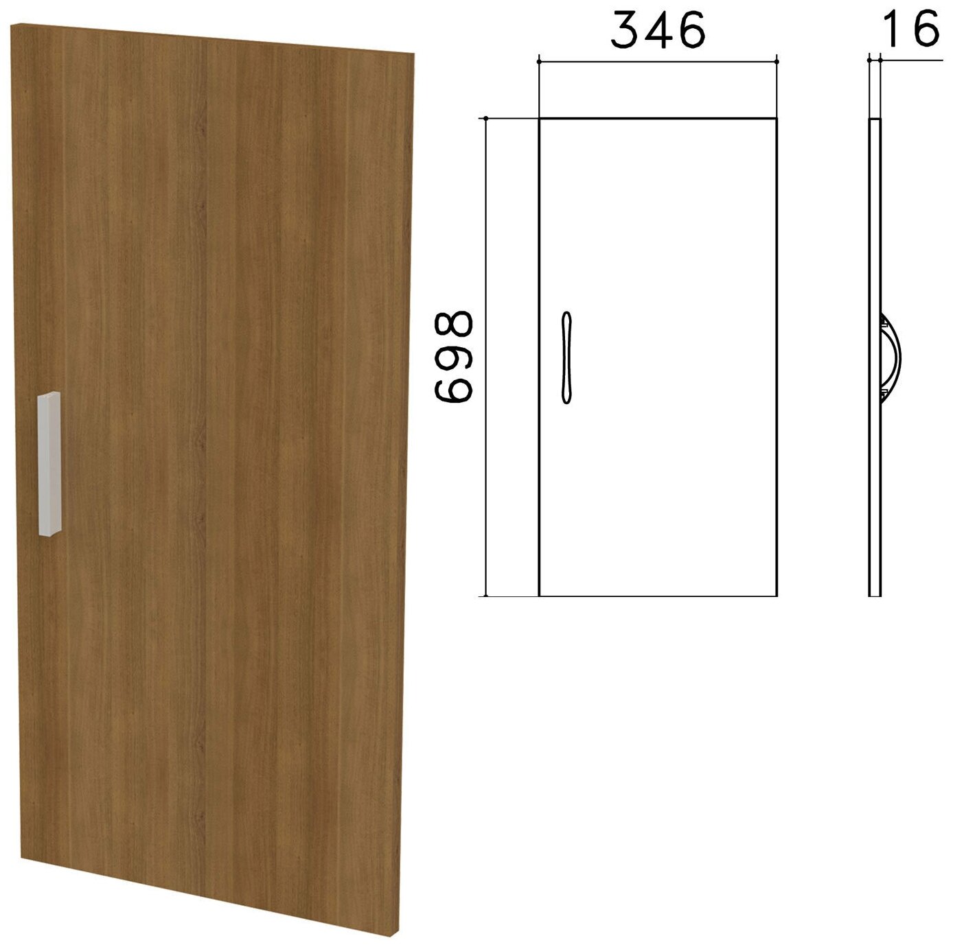 Дверь ЛДСП низкая "Канц", 346х16х698 мм, цвет орех пирамидальный, ДК32.9