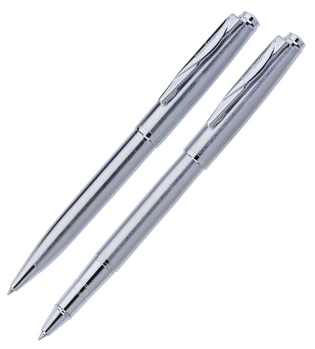 Набор Pierre Cardin Pen & Pen: ручка шариковая + роллер, латунь, цвет серебристый (PC0917BP/RP)