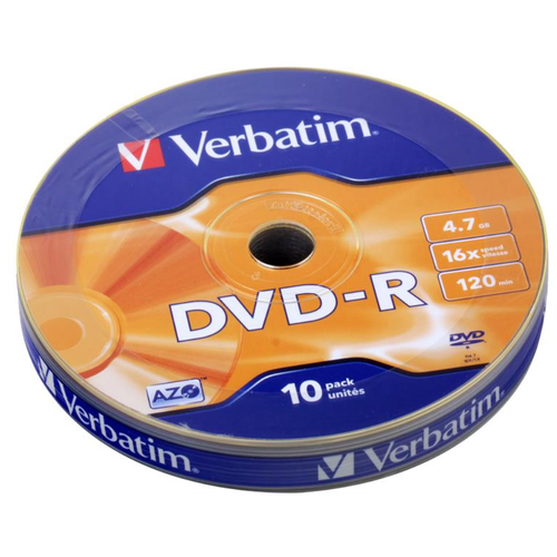 Диски Verbatim DVD-R Shrink Bulk (10 шт.) 4.7Gb 16x AZO (43729) диск dvd r 4 7gb verbatim 16x shrink 10 43729