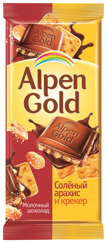 Шоколад Alpen Gold молочный с солёным арахисом и крекером, 85 г - фотография № 8