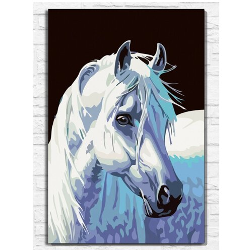 картина по номерам на холсте животные белая лошадь пони 9069 в 30x40 Картина по номерам на холсте Животные (белая лошадь, пони) - 9069 В 60x40