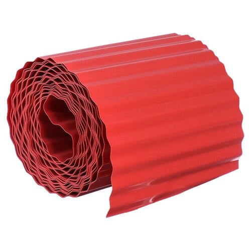 Лента бордюрная, 0.2 x 9 м, толщина 0.6 мм, пластиковая, гофра, красная./В упаковке шт: 1 бордюрная лента эко пласт классика красный 9 х 0 1 м