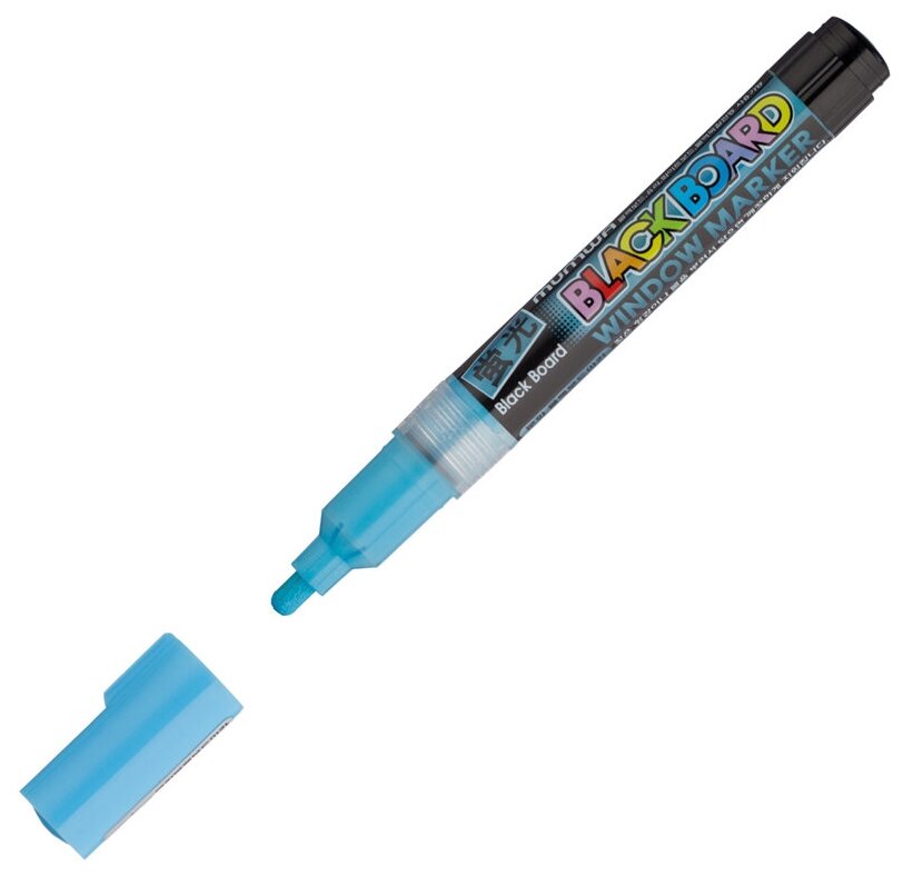Маркер меловой MunHwa "Black Board Marker" голубой, 3мм, водная основа, 2 штуки