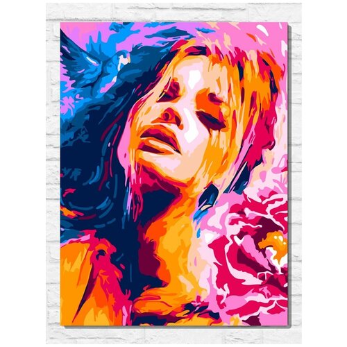 Картина по номерам на холсте Красочная девушка (Абстракция, поп арт) - 9041 В 30x40