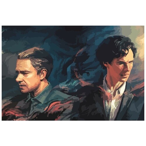 Картина по номерам на холсте Шерлок Sherlock (Бенедикт Камбербетч, Ватсон) - 9024 Г 60x40 картина по номерам шерлок sherlock бенедикт камбербетч ватсон 9024 г 30x40