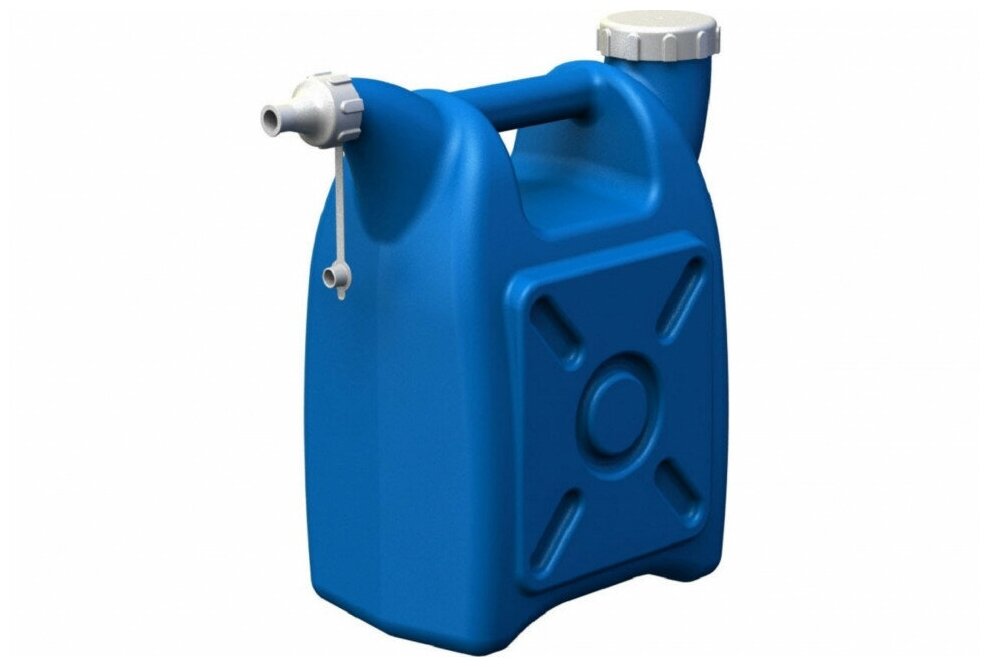 Канистра-лейка Radivas 15 литров синяя с дополнительным горлышком для слива - фотография № 3