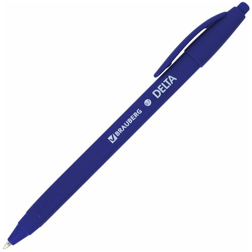 Ручка шариковая масляная автоматическая BRAUBERG Delta, синяя, soft - touch, 0,7 мм, линия 0,5 мм, 12 шт.