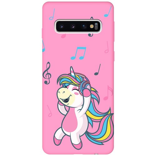 матовый чехол musical unicorn для samsung galaxy a02s самсунг а02с с 3d эффектом розовый Матовый чехол Musical Unicorn для Samsung Galaxy S10 / Самсунг С10 с 3D эффектом розовый