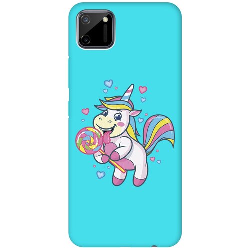 Матовый чехол Unicorn and candy для realme C11 / Рилми С11 с 3D эффектом бирюзовый матовый чехол lady unicorn для realme c11 рилми с11 с 3d эффектом бирюзовый