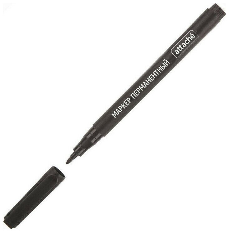 Набор маркеров Маркер перманентный ATTACHE, черный, 1 мм 6 штук