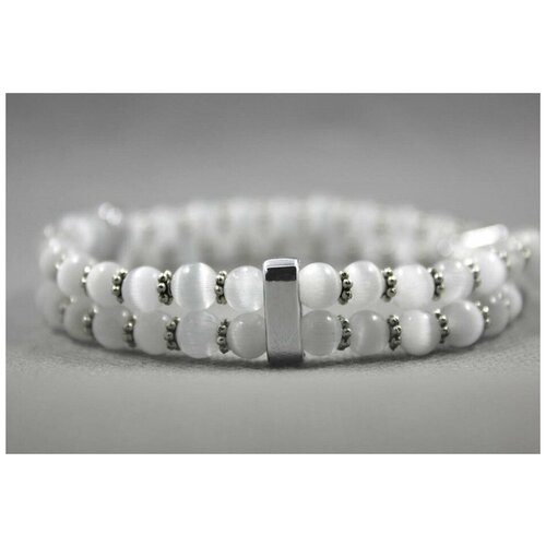 фото Handinsilver ( посеребриручку ) браслет из белого камня кошачий глаз 6мм