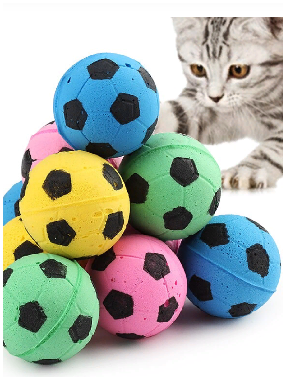 Игрушка для животных мячики для кошки Футбольный мяч 3 штуки дразнилка мячик антистресс - фотография № 5