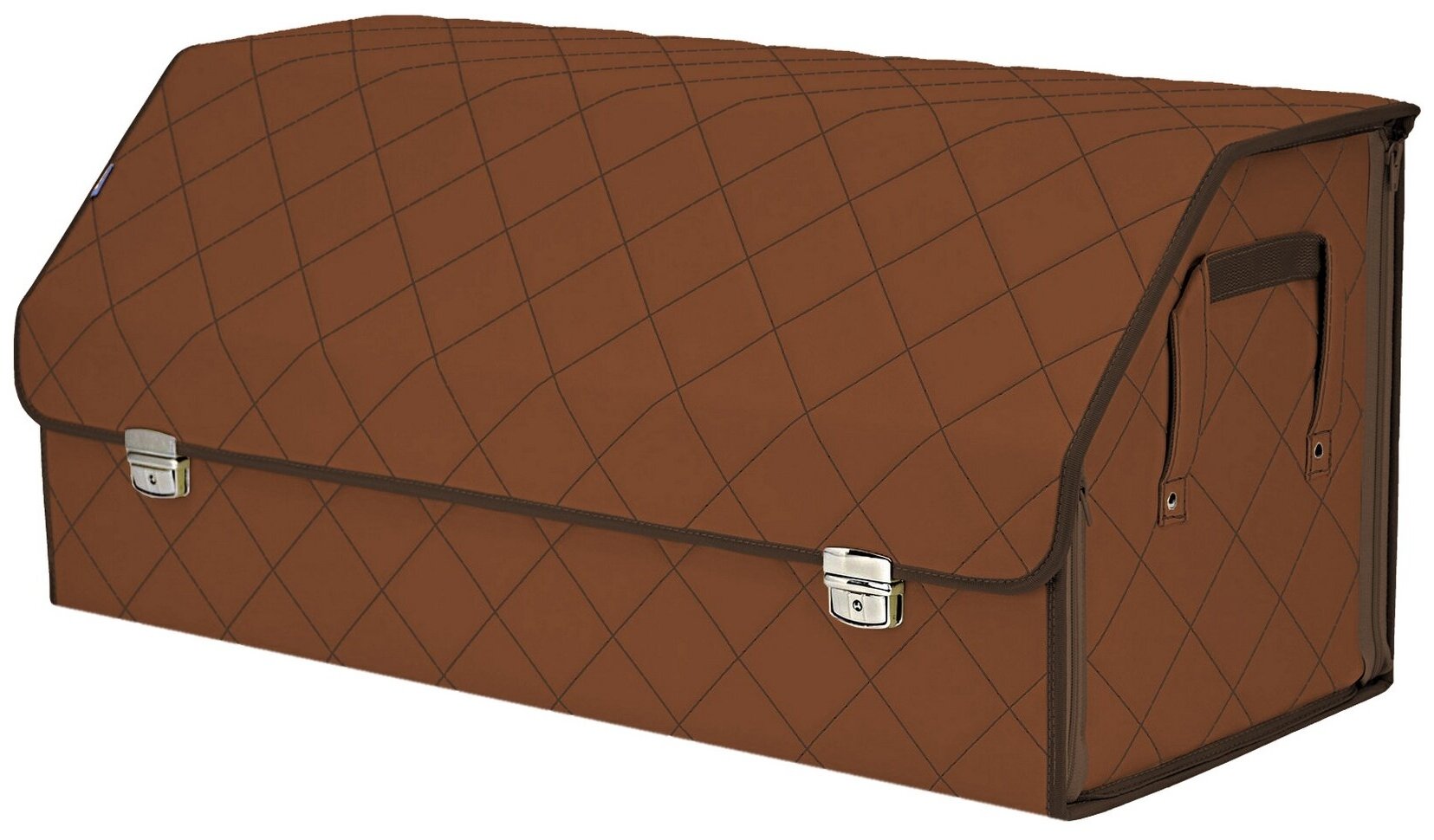 Органайзер-саквояж в багажник "Союз Премиум" (размер XXL). Цвет: светло-коричневый с коричневой прострочкой Ромб.