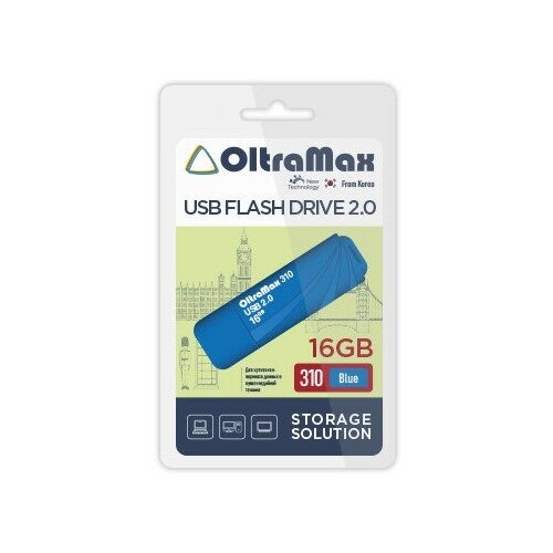 Флеш-накопитель 16Gb OltraMax 310, USB 2.0, пластик, синий