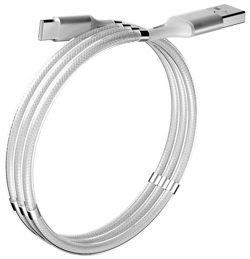 Кабель OLMIO MAGNET, USB 2.0 - Type-C, 1.2м, 2.1A - фото №1